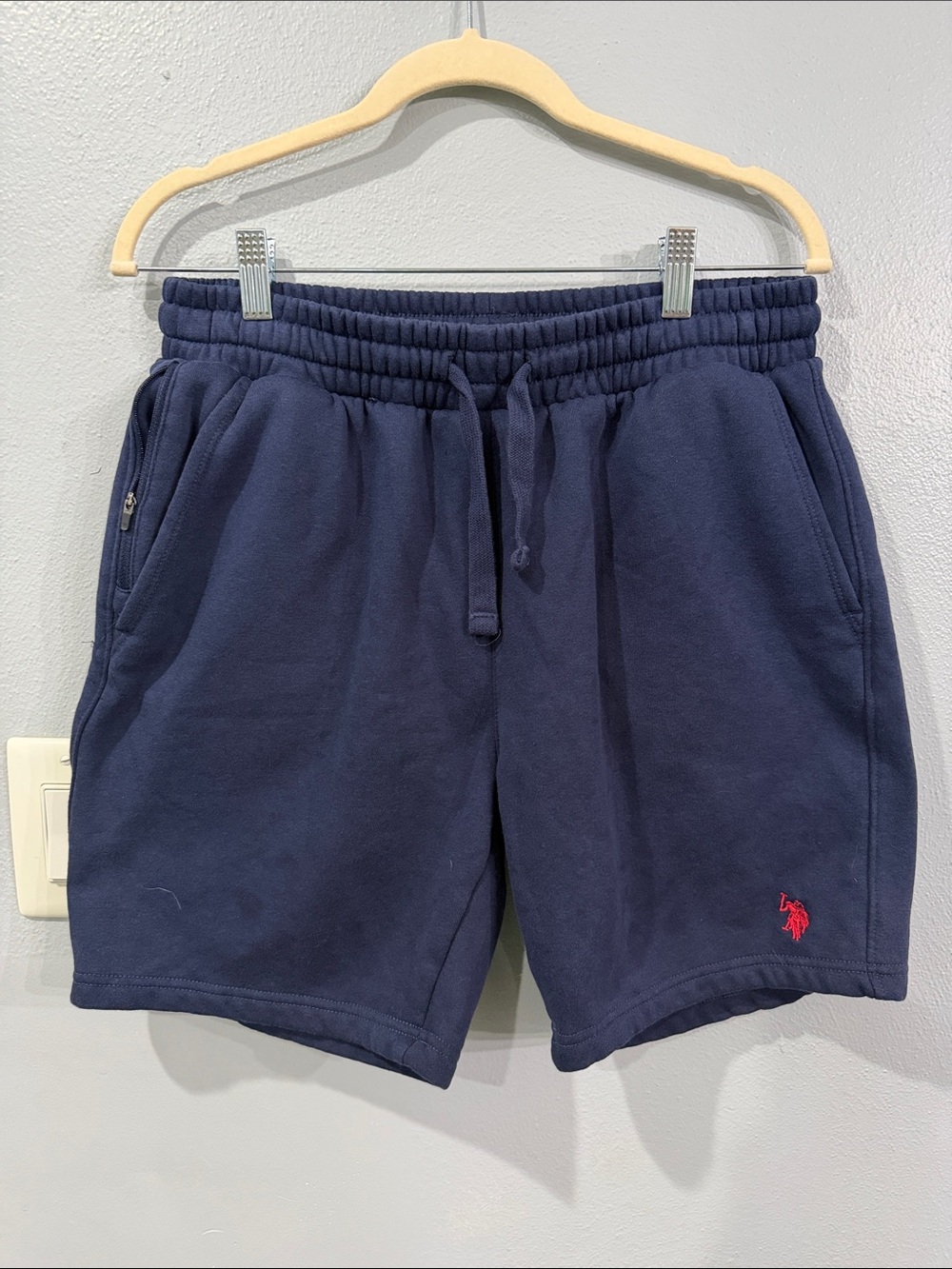 U.S. Polo Assn. Navy Athletic Drawstring Shorts with Red Logo Accent